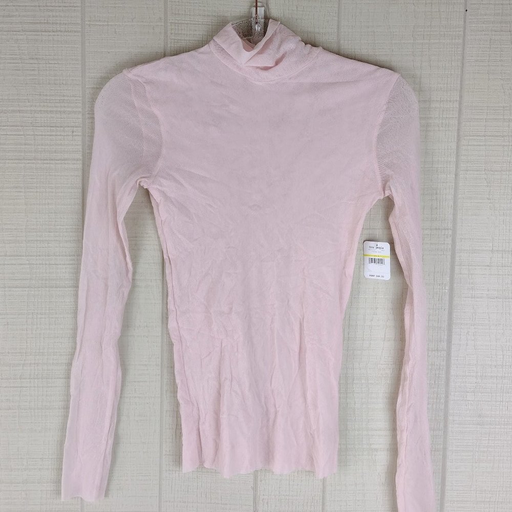 Free People Intimately Mesh Turtleneck Top Vintage Rose Pink New - Picture 1 of 5